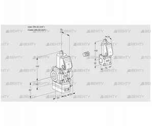 VAG1E20R/20R05GEWR/PP/BS (88107446) Газовый клапан с регулятором соотношения Kromschroder