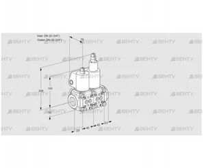 VCS1T20N/20N05NLQL/PPPP/PPPP (88106974) Сдвоенный газовый клапан Kromschroder