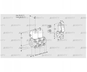 VCS1E25R/25R05NNWL3/BSPP/PPPP (88103871) Сдвоенный газовый клапан Kromschroder