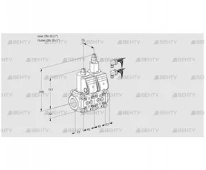 VCS1E25R/25R05NLKR6/PPPP/PPPP (88105272) Сдвоенный газовый клапан Kromschroder