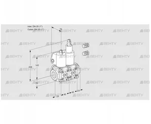 VCS1E25R/25R05NLWL3/PPPP/PPPP (88104976) Сдвоенный газовый клапан Kromschroder