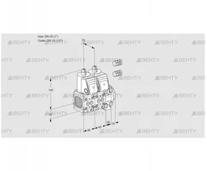 VCS1E25R/15R05FNNVWR3/PPPP/PPPP (88101755) Сдвоенный газовый клапан Kromschroder