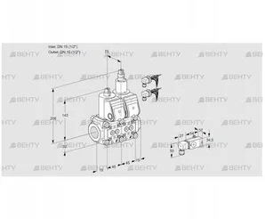 VCS1E15R/15R05NLKR6/2-PP/4-PP (88102904) Сдвоенный газовый клапан Kromschroder