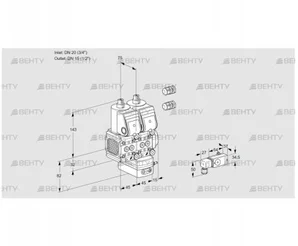 VCG1E20R/15R05FNGEWR3/4-PP/2-PP (88101016) Клапан с регулятором соотношения Kromschroder