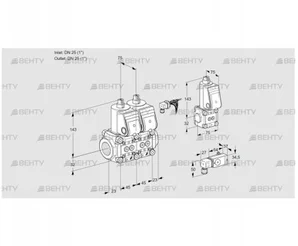 VCS1E25R/25R05NNWR/-2PP/PPBS (88104310) Сдвоенный газовый клапан Kromschroder